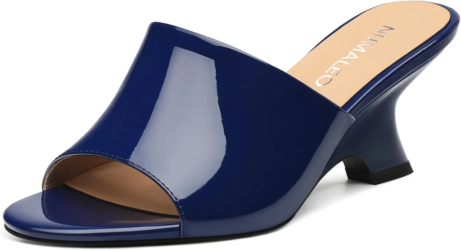 NUMALEO Women's Comfortable Low Kitten Heels Sandals, Slip-On Open Peep Toe Wedge Slide Mules, Summer Dress Shoes for Party, Homecoming, Daily Wear