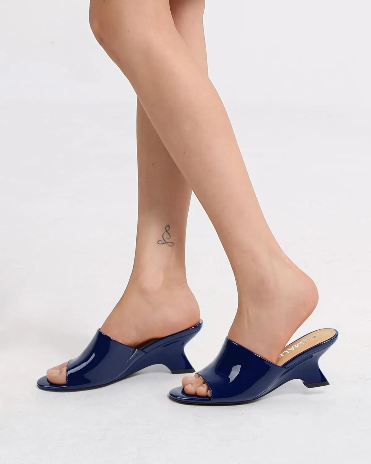 NUMALEO Women's Comfortable Low Kitten Heels Sandals, Slip-On Open Peep Toe Wedge Slide Mules, Summer Dress Shoes for Party, Homecoming, Daily Wear