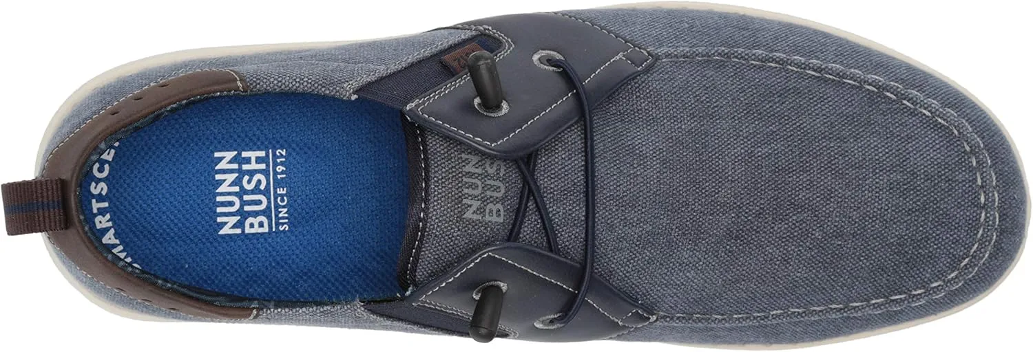 Nunn Bush Men's Brewski Moc Toe Slip-on Canvas Knit Loafer with Elastic Bungee
