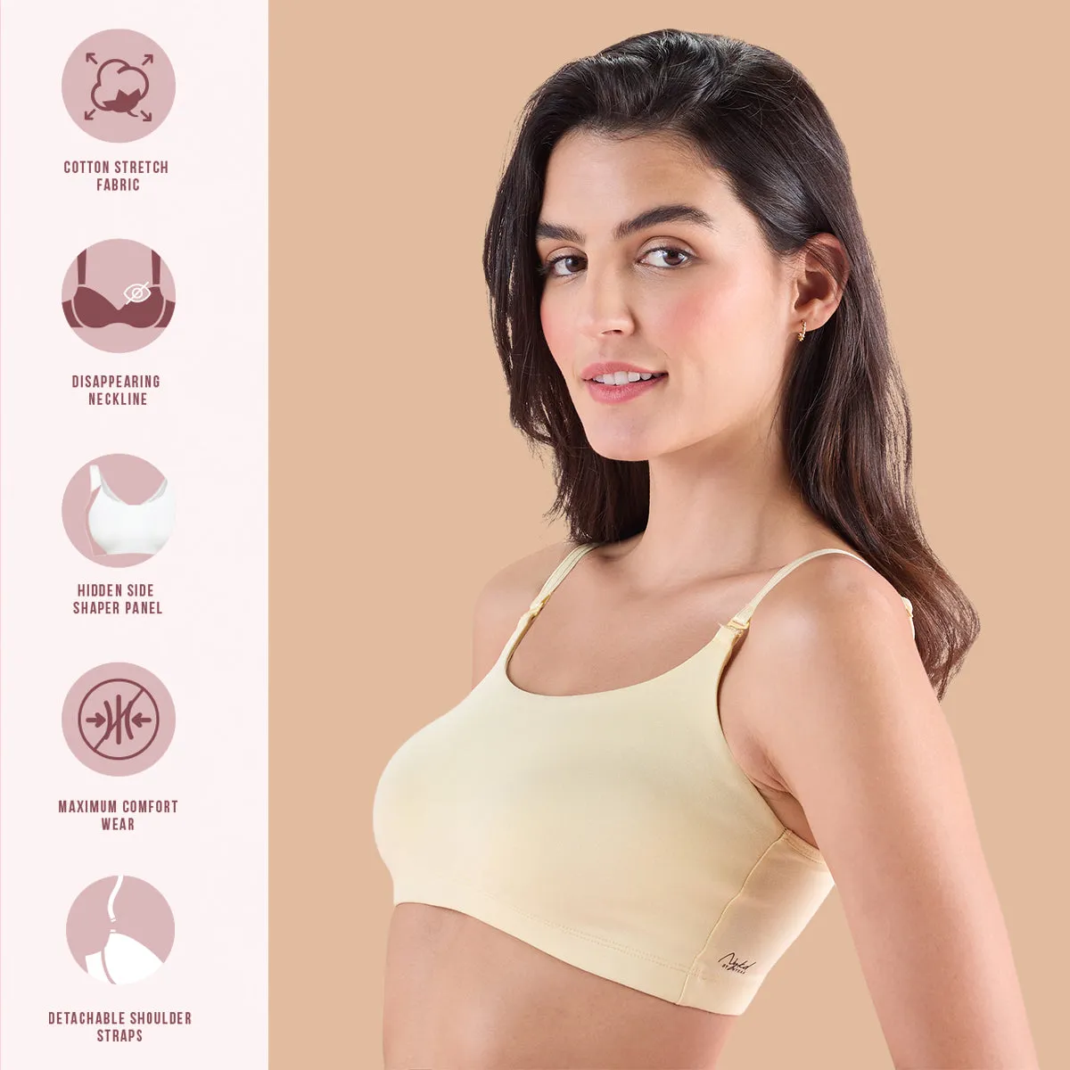 Nykd By Nykaa Easy Breezy Slip On Bra-NYB165-Cream