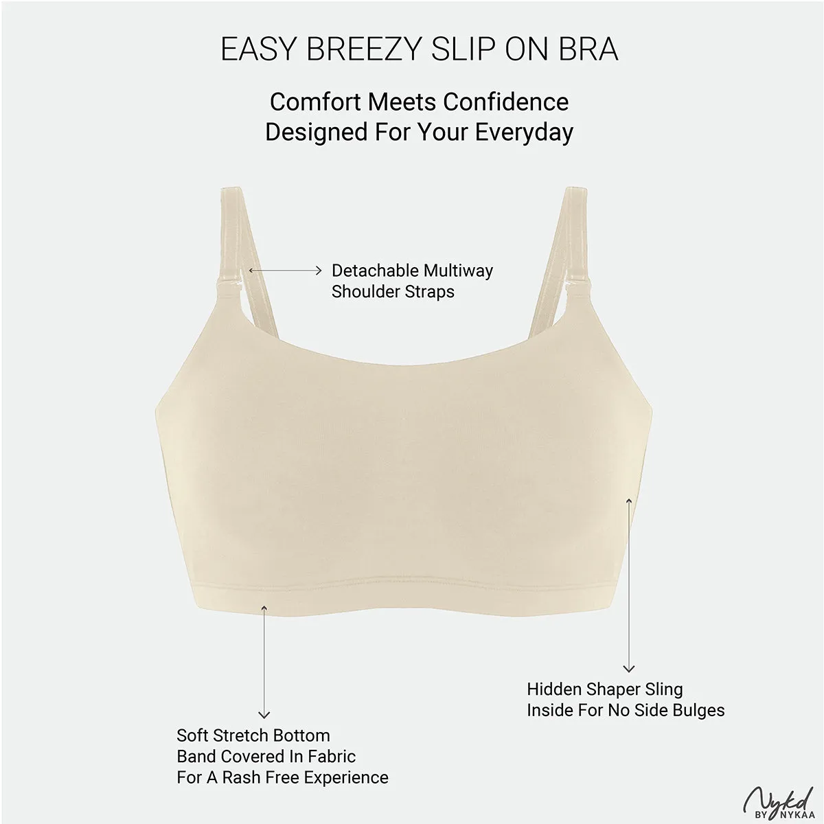 Nykd By Nykaa Easy Breezy Slip On Bra-NYB165-Cream