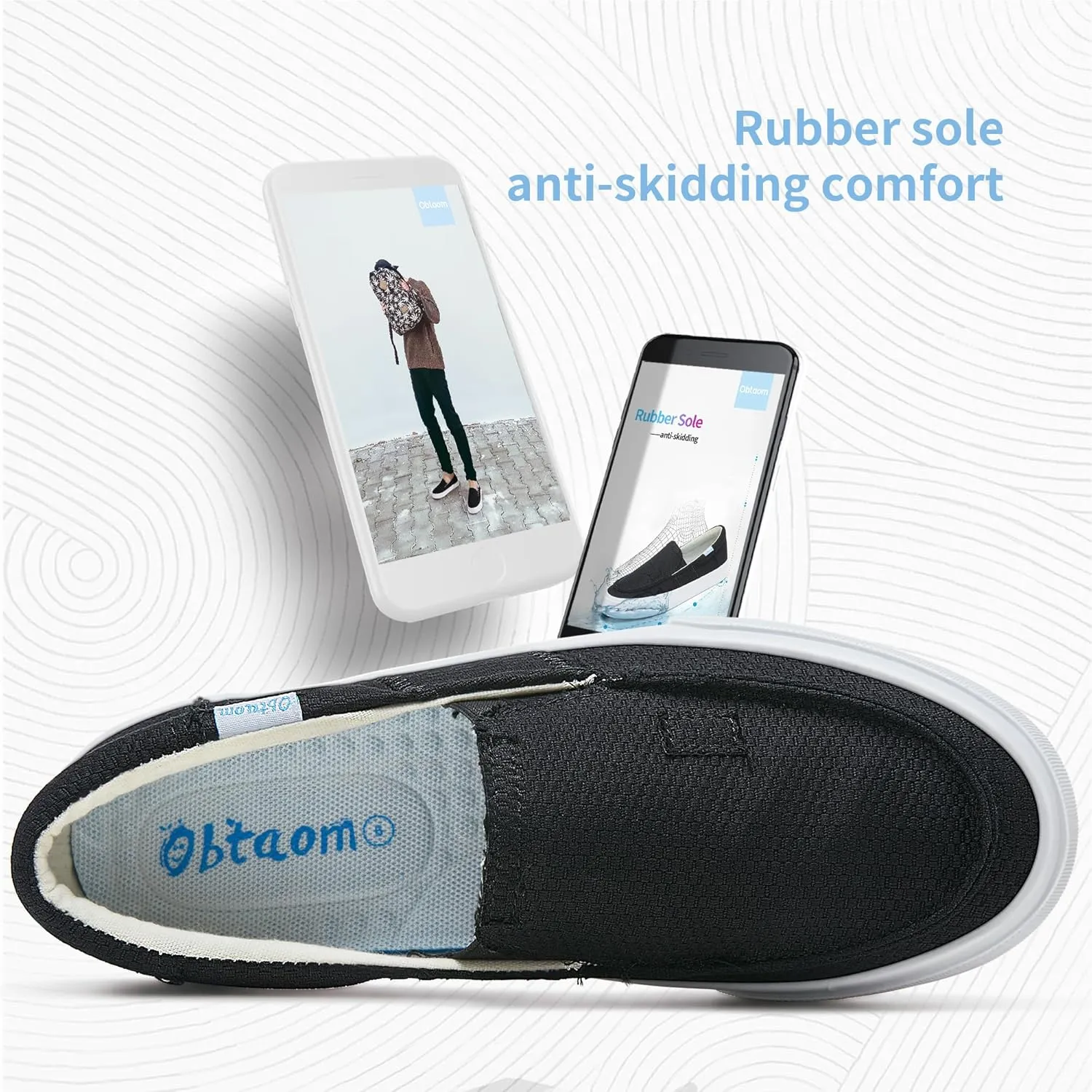 Obtaom Slip On Shoes Canvas Slip On Sneakers Comfy Arch Support Loafers Casual Canvas Fashion Sneaker