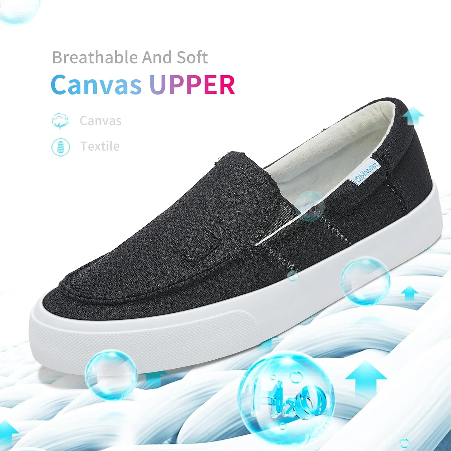 Obtaom Slip On Shoes Canvas Slip On Sneakers Comfy Arch Support Loafers Casual Canvas Fashion Sneaker