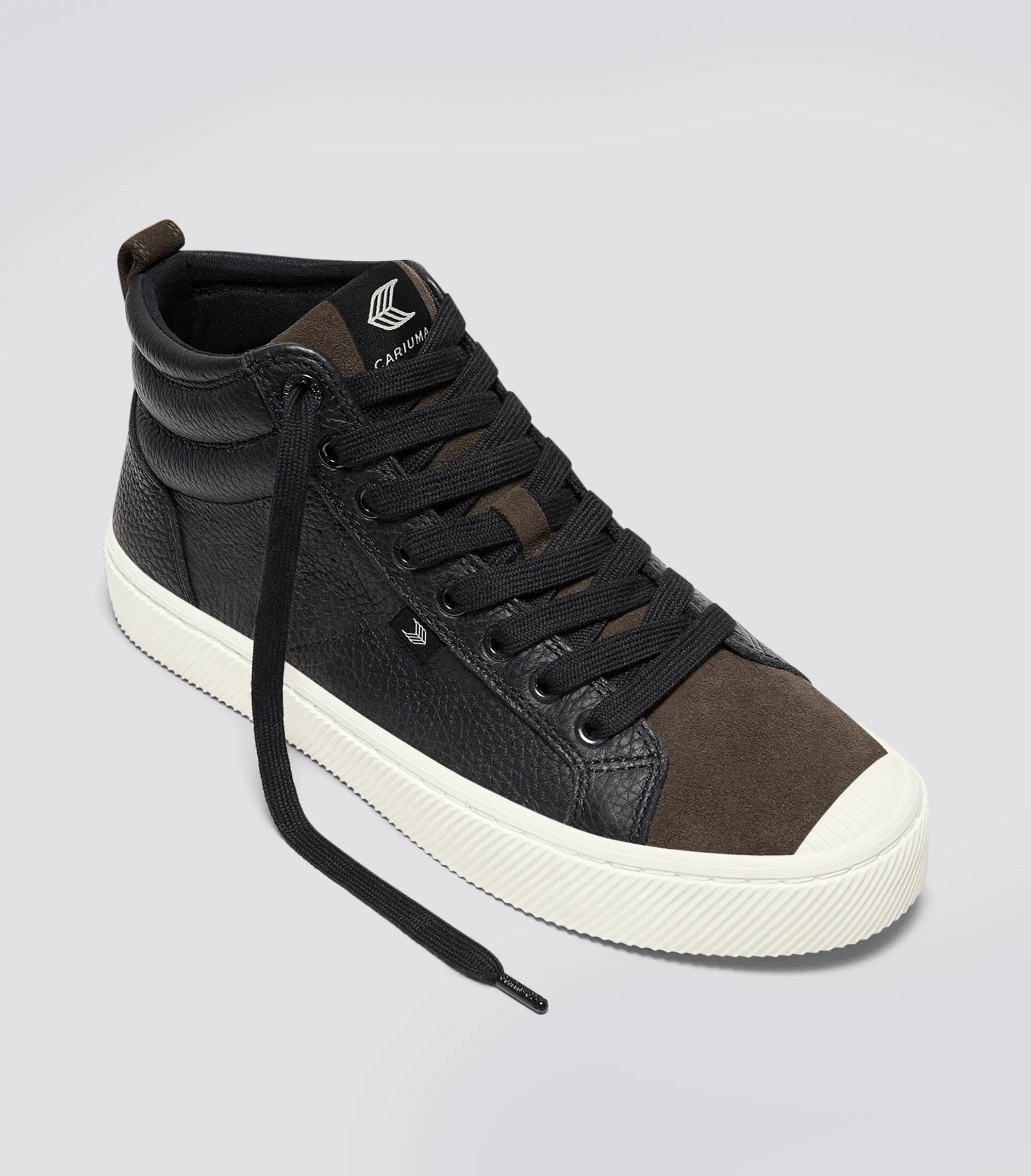 OCA High Black Premium Leather Dark Khaki Suede Sneaker