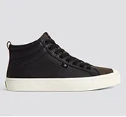 OCA High Black Premium Leather Dark Khaki Suede Sneaker
