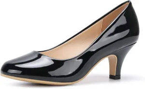 OCHENTA Women's Comfortable Low Kitten Heel Dress Shoes Round Toe Slip On Work Pumps