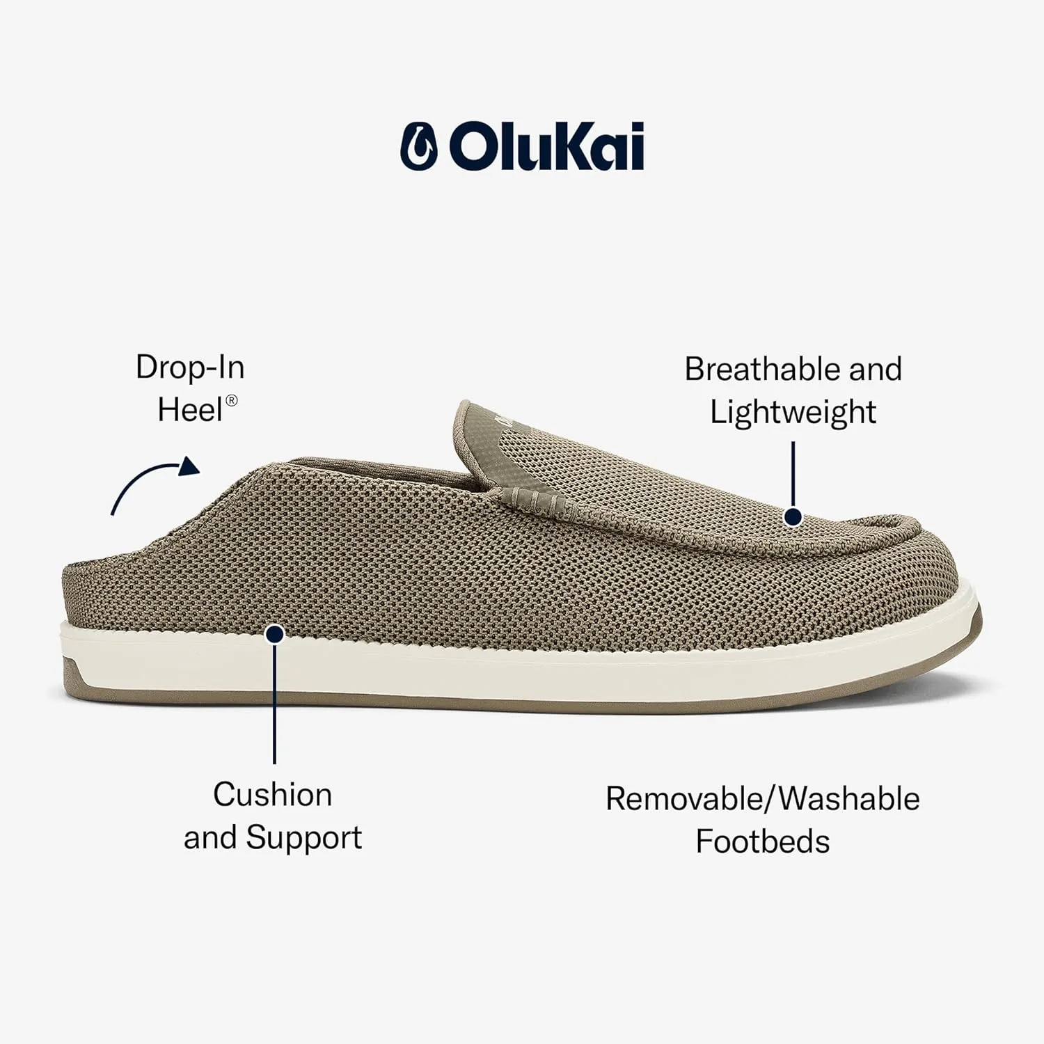 OLUKAI Kakaha Mesh Men's Mesh Slip-On Shoes, Lightweight & Versatile Everyday Shoe, All-Day Wear & Comfortable Fit