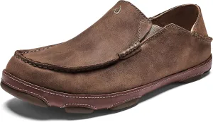 OLUKAI Moloa Men's Premium Leather Shoes, Easy Slip On & Off Design, Casual & Versatile Loafer, Drop-in Heel & Enhanced Traction, Ray/Toffee, 11