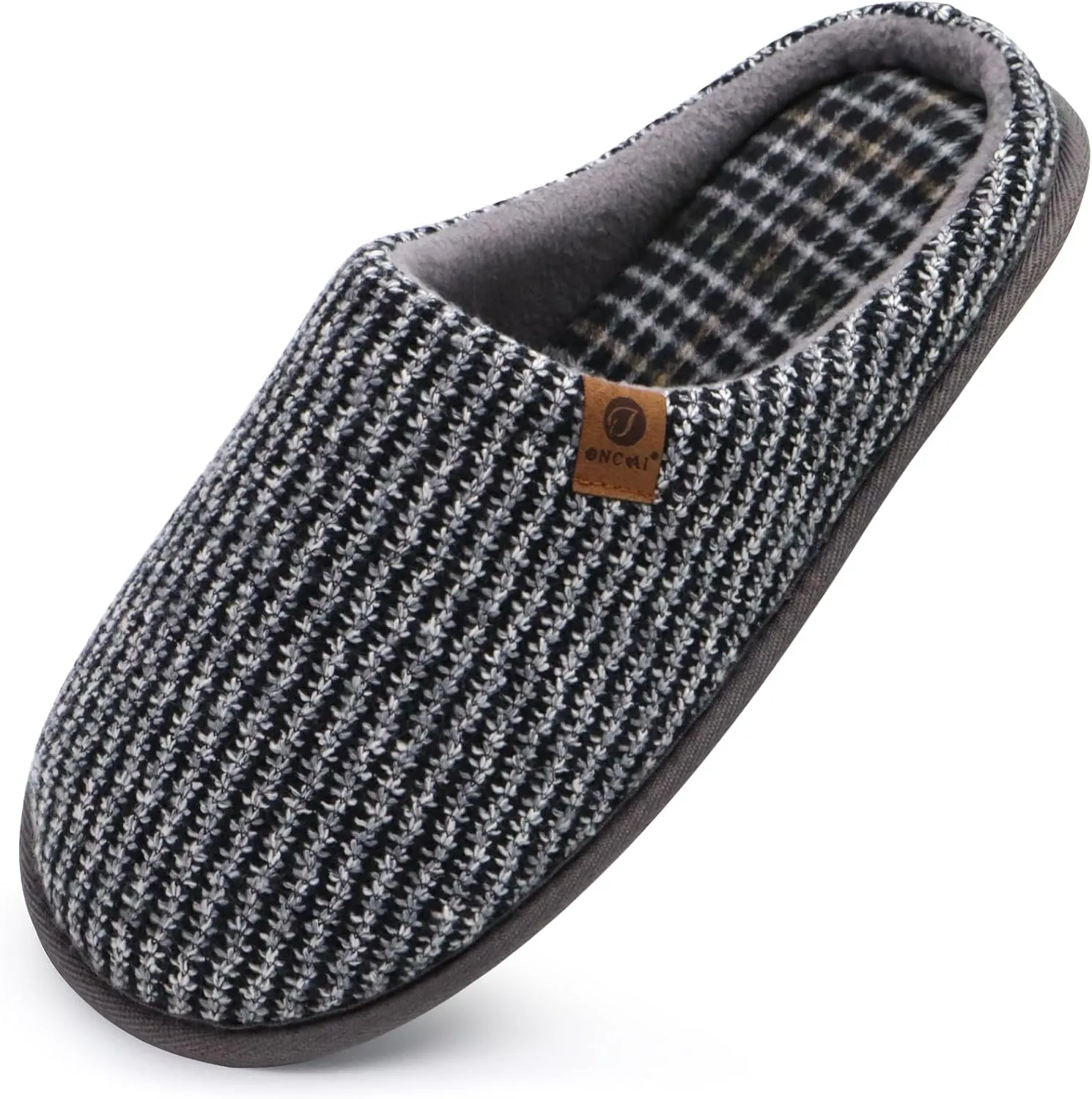 ONCAI Mens Cozy Memory Foam Scuff Slippers Slip On Warm House Shoes Indoor/Outdoor with Best Arch Support