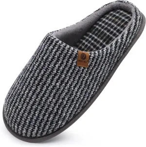 ONCAI Mens Cozy Memory Foam Scuff Slippers Slip On Warm House Shoes Indoor/Outdoor with Best Arch Support