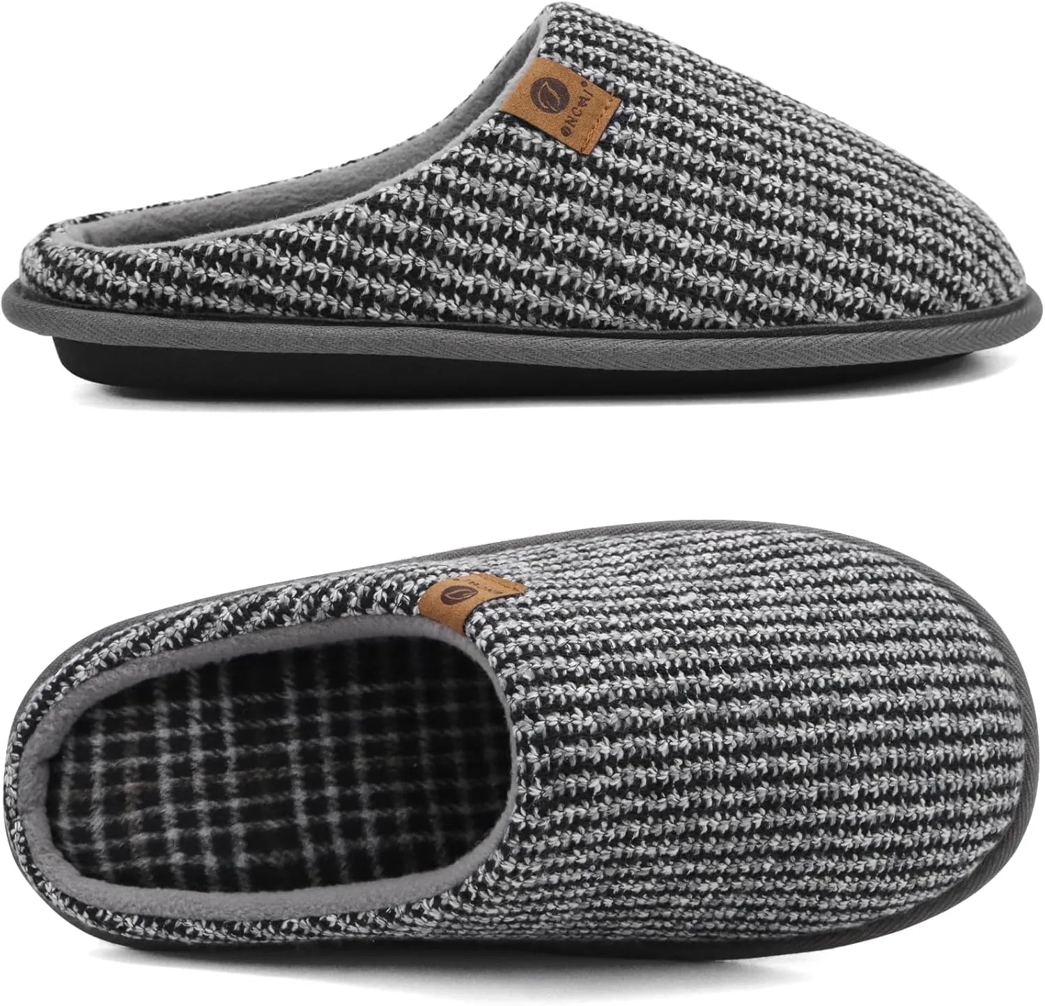 ONCAI Mens Cozy Memory Foam Scuff Slippers Slip On Warm House Shoes Indoor/Outdoor with Best Arch Support