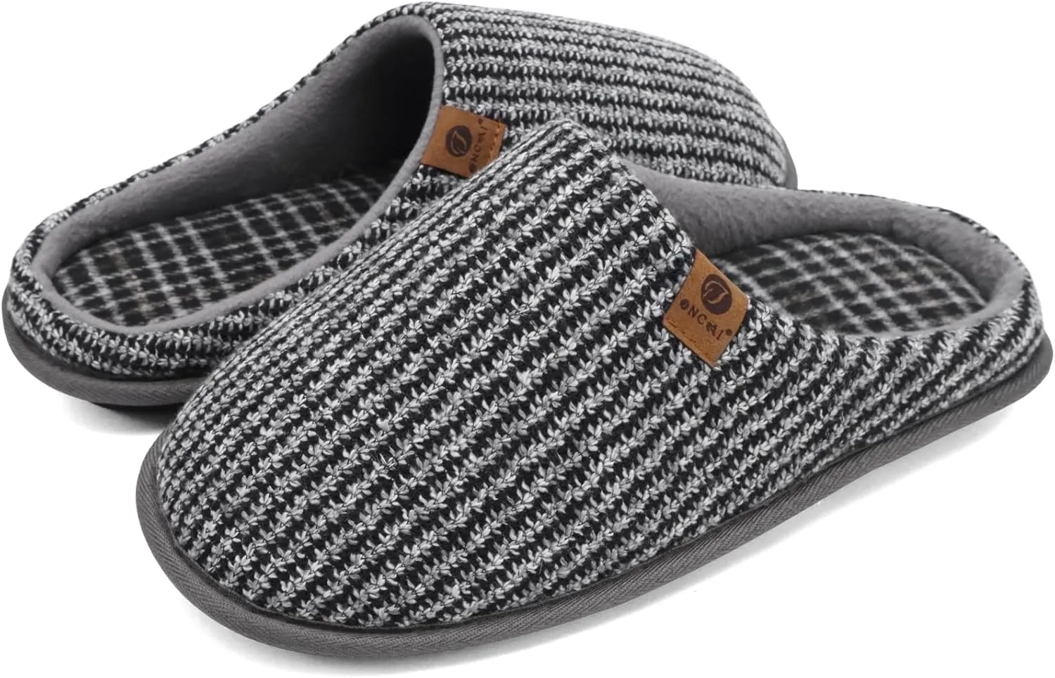 ONCAI Mens Cozy Memory Foam Scuff Slippers Slip On Warm House Shoes Indoor/Outdoor with Best Arch Support