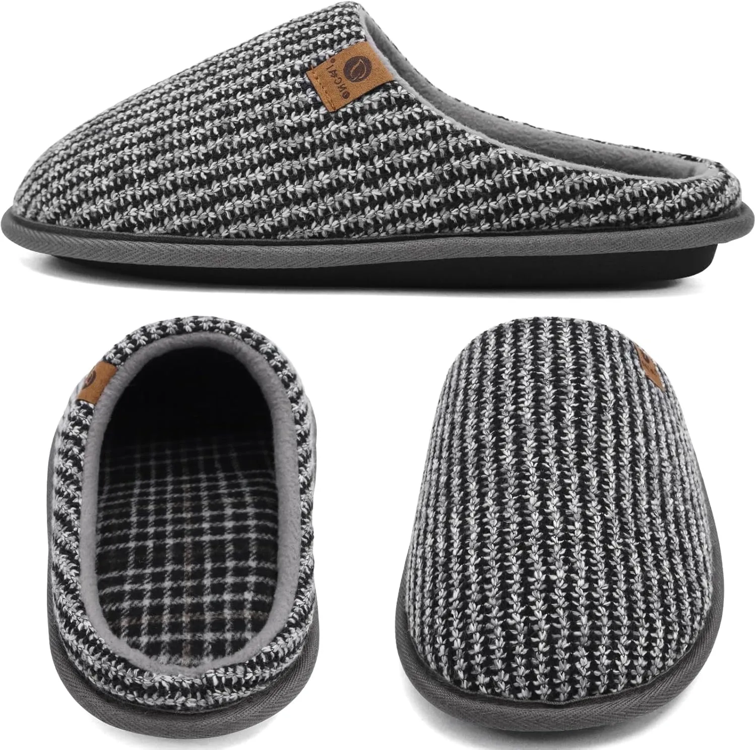 ONCAI Mens Cozy Memory Foam Scuff Slippers Slip On Warm House Shoes Indoor/Outdoor with Best Arch Support