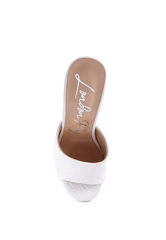 OOMPH QUILTED HIGH HEELED PLATFORM SANDALS