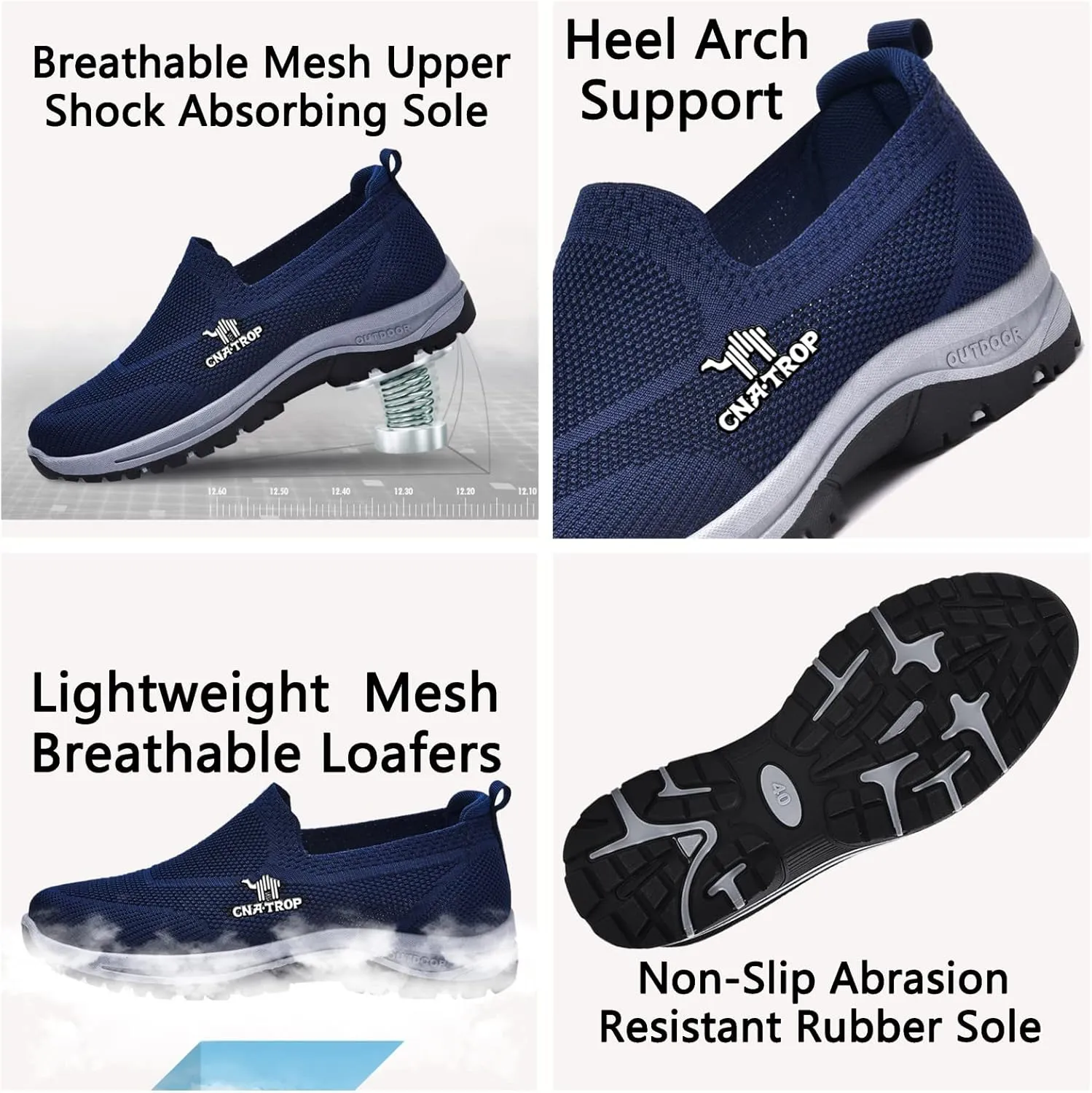 ORNVEION Men's Breathable Mesh Slip-on Orthopedic Walking Loafers,Fashion Outdoor Casual Flats Driving Sneakers Soft Non-Slip Lightweight Penny Boat Shoes