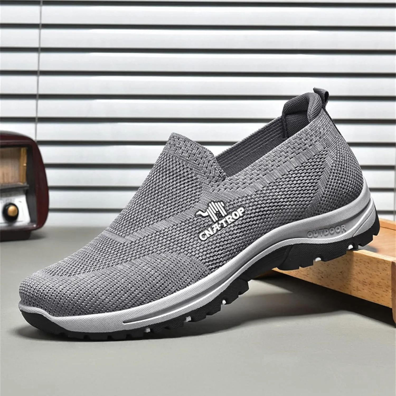 ORNVEION Men's Breathable Mesh Slip-on Orthopedic Walking Loafers,Fashion Outdoor Casual Flats Driving Sneakers Soft Non-Slip Lightweight Penny Boat Shoes