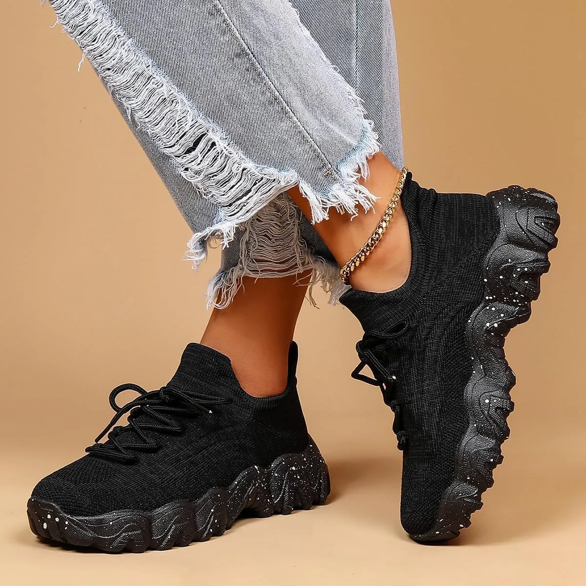 Ortho Pro Shoes for Women,Simply Snug Shoes, Women's Fashion Lace-up Low Top Non Slip Sneakers