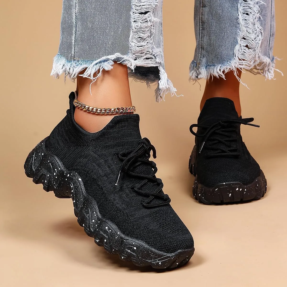 Ortho Pro Shoes for Women,Simply Snug Shoes, Women's Fashion Lace-up Low Top Non Slip Sneakers