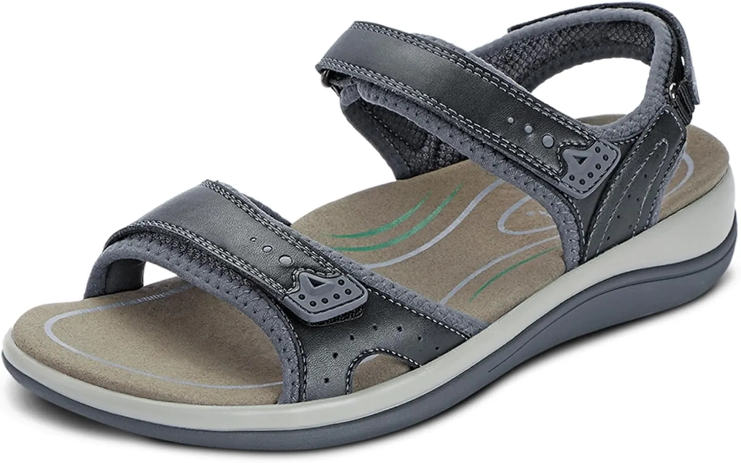 Orthofeet Women's Orthopedic Leather Malibu Adjustable Sandals