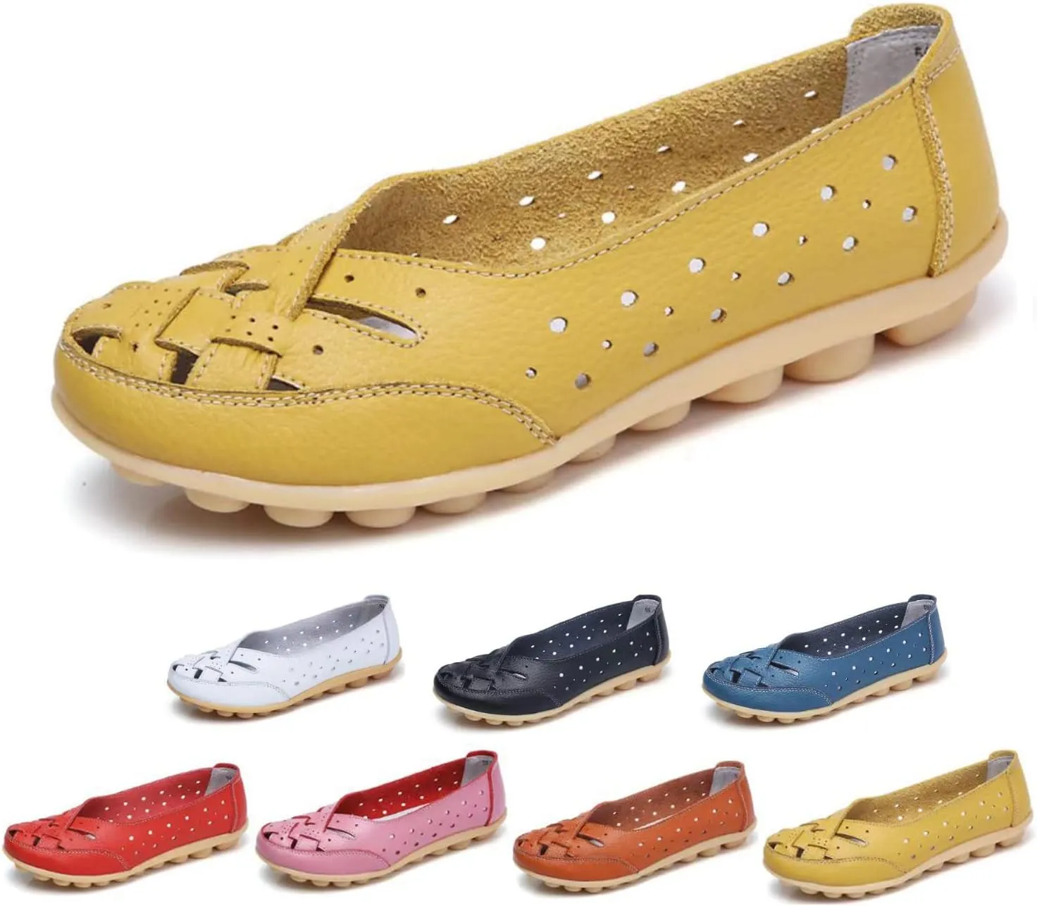 Orthopedic Loafers in Breathable Leather, Womens Casual Soft Leather Slip-on Flat Breathable Loafers，Women's Comfort Flat Orthopedic Sneakers