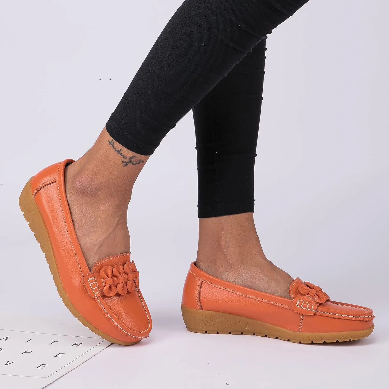 Orthopedic Slip-On Loafers for Women Comfort Dressy Flat Loafers Soft Walking Driving Shoes Business High Arch Shoe