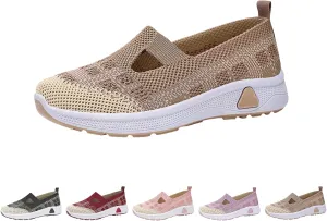 Orthowalkway Womens Shoes,Zapatos Ortopédicos, Lightweight Flat, Slip-On Breathable Mesh Trainers, Jogging Shoes