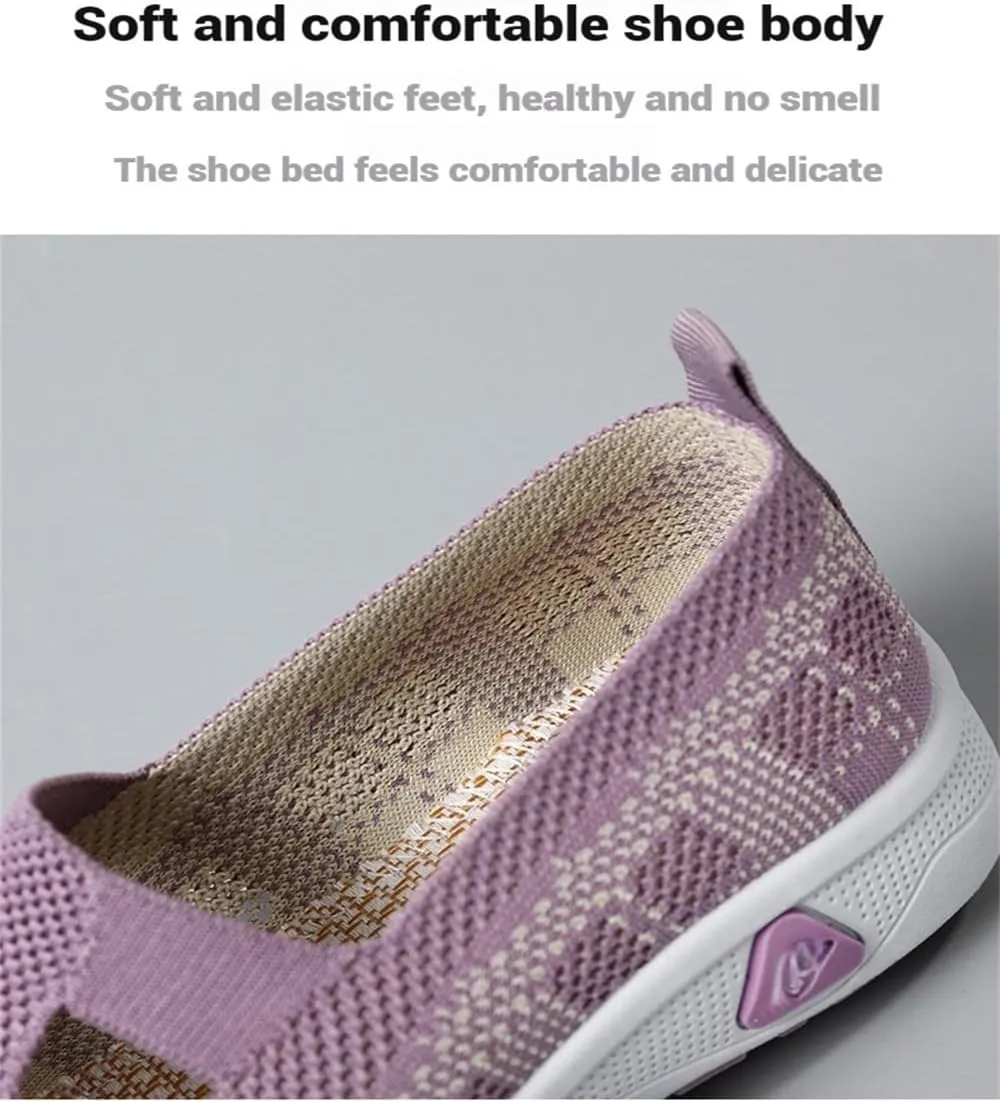 Orthowalkway Womens Shoes,Zapatos Ortopédicos, Lightweight Flat, Slip-On Breathable Mesh Trainers, Jogging Shoes