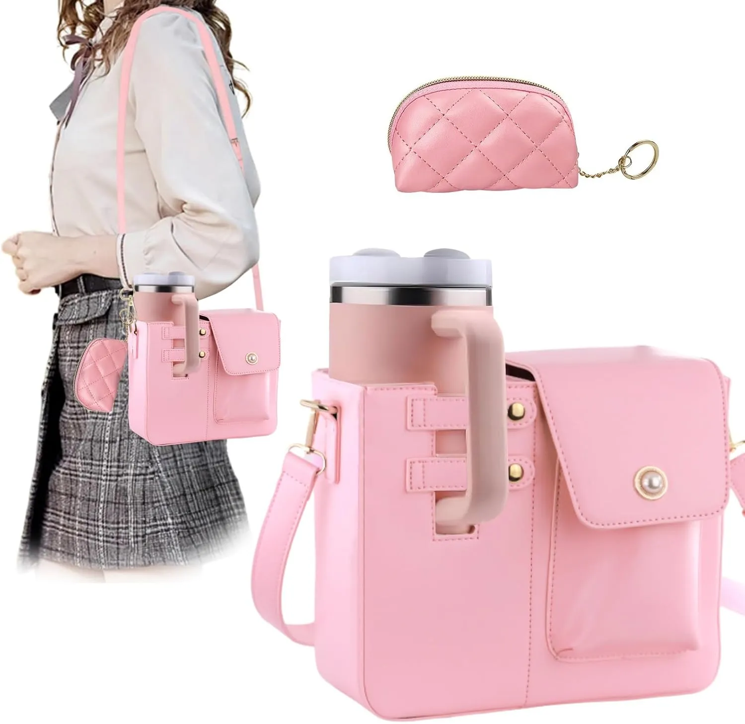 Outdoor Portable Crossbody Water Cup Storage Bag - Crossbody with Water Bottle Holder, Versatile Crossbody Bag