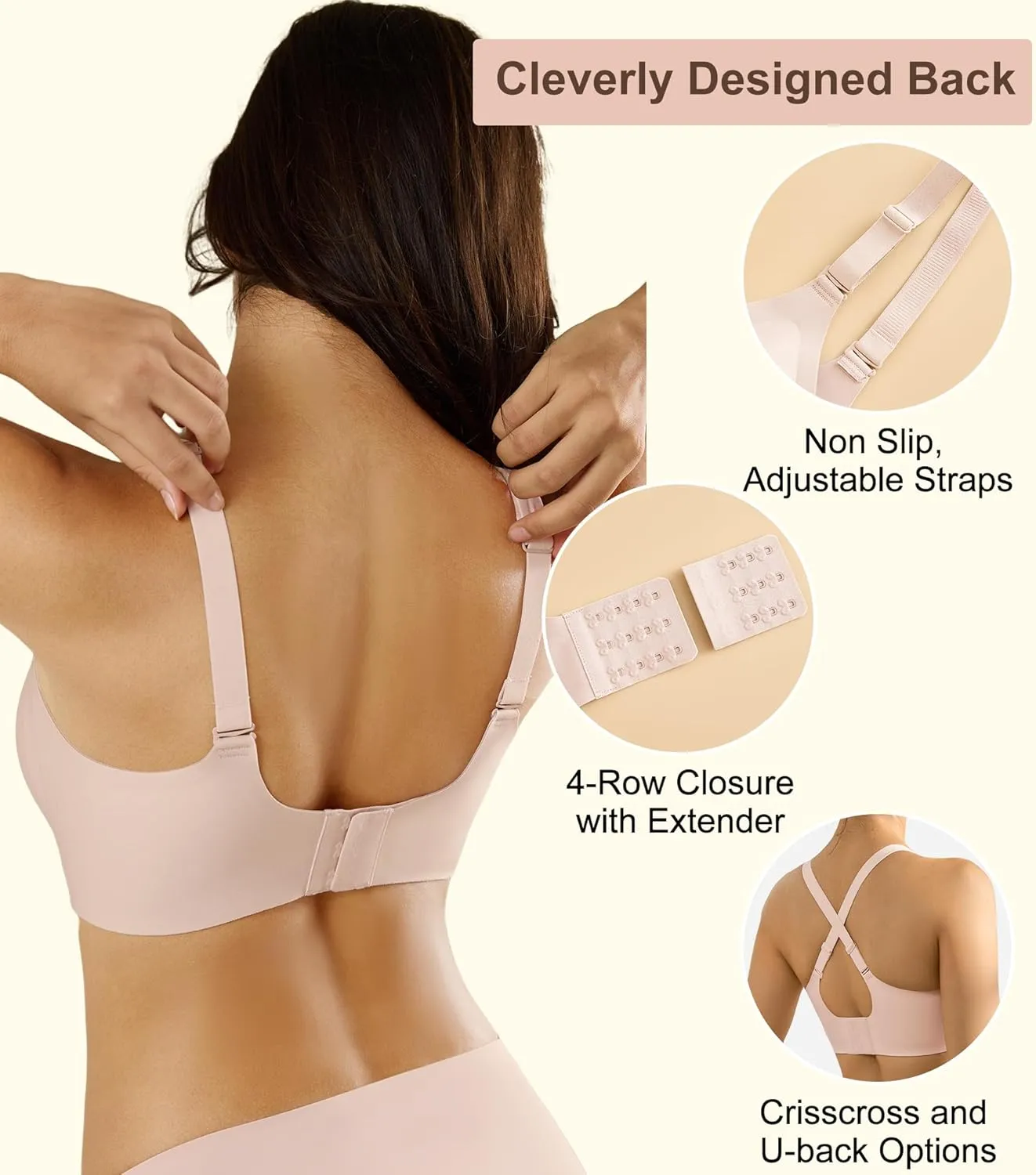 Padded Bras for Women - Wireless Bras with Support and Lift Padded Bralette Water Drop Bra