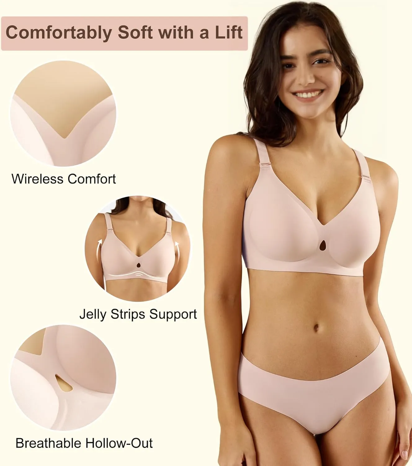 Padded Bras for Women - Wireless Bras with Support and Lift Padded Bralette Water Drop Bra