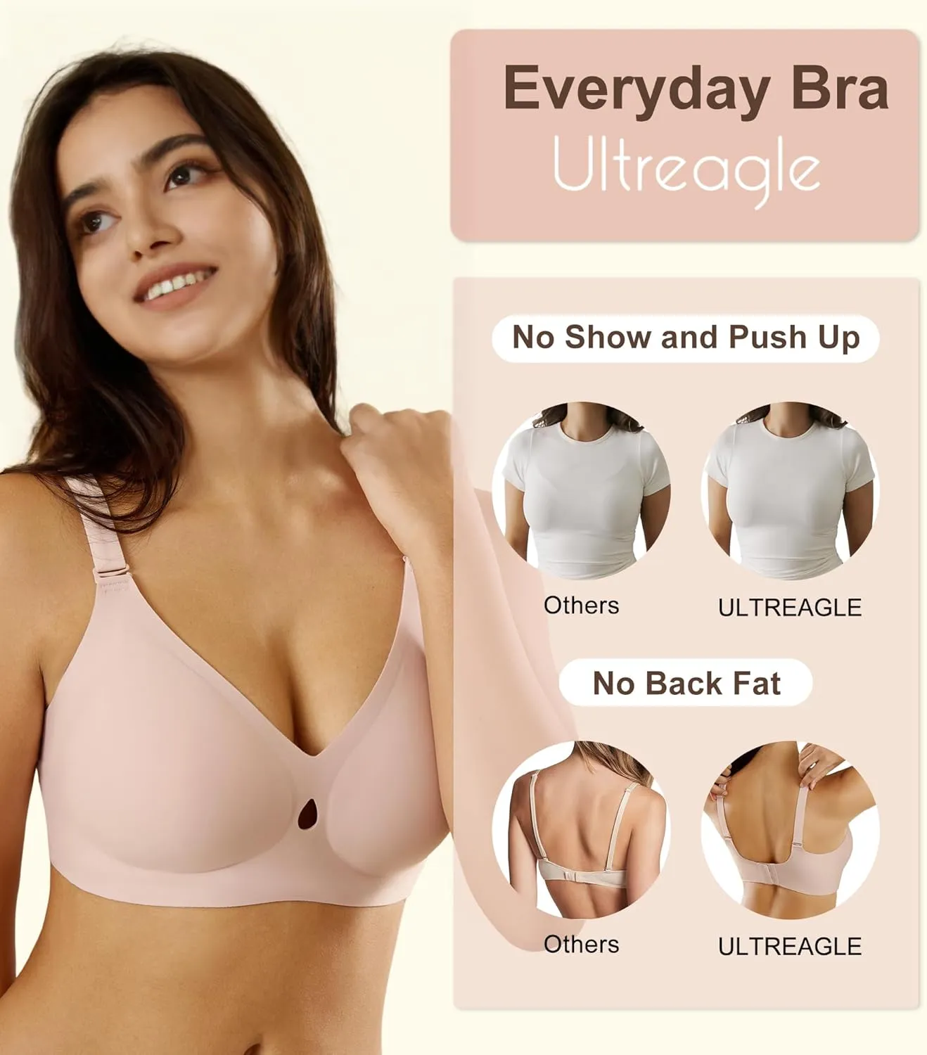 Padded Bras for Women - Wireless Bras with Support and Lift Padded Bralette Water Drop Bra