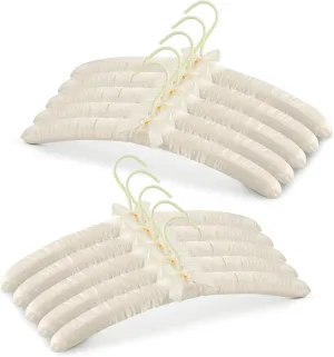 Padded Hanger for Sweaters - 17 Inch Extra Large Heavy Duty Satin Covered Coat Hangers No Shoulder Bump for Women Clothes, Sweaters, Dresses, Clothing, Weddings, Lingerie Pack of 10, Ivory