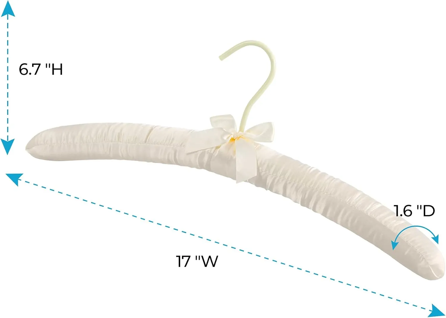 Padded Hanger for Sweaters - 17 Inch Extra Large Heavy Duty Satin Covered Coat Hangers No Shoulder Bump for Women Clothes, Sweaters, Dresses, Clothing, Weddings, Lingerie Pack of 10, Ivory