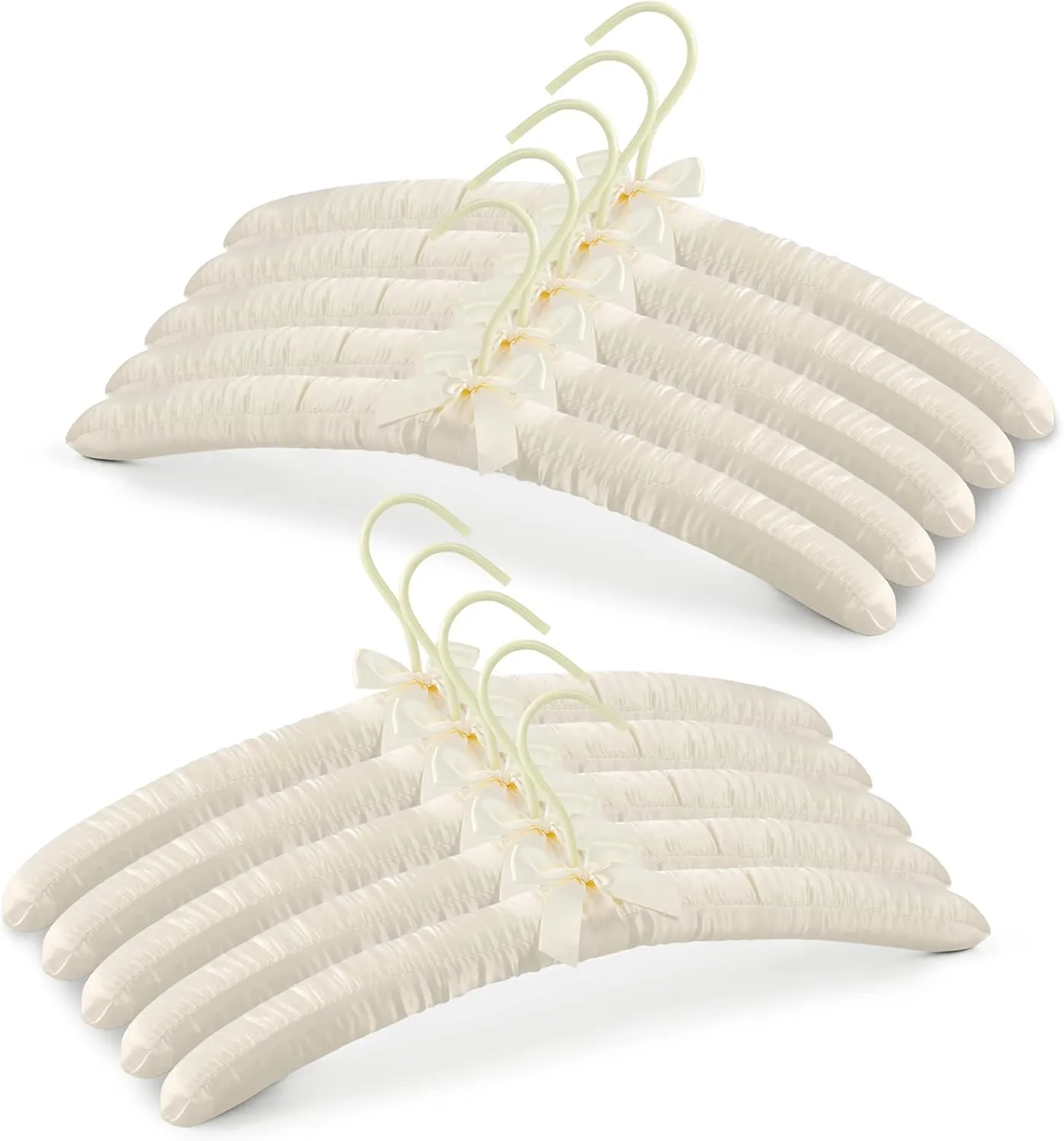 Padded Hanger for Sweaters - 17 Inch Extra Large Heavy Duty Satin Covered Coat Hangers No Shoulder Bump for Women Clothes, Sweaters, Dresses, Clothing, Weddings, Lingerie Pack of 10, Ivory