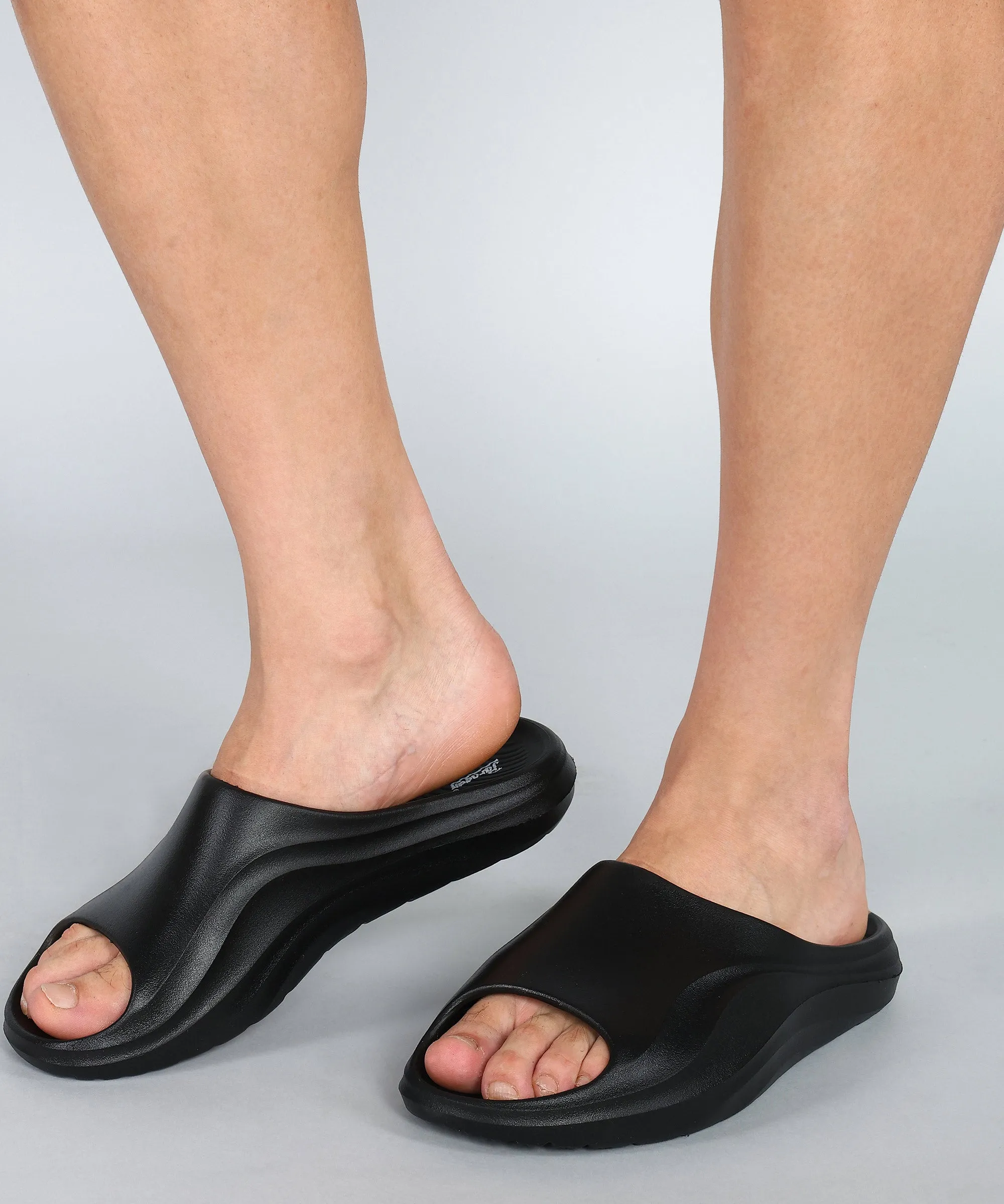 Paragon Men's Waterproof Black Sliders with Comfortable Sole
