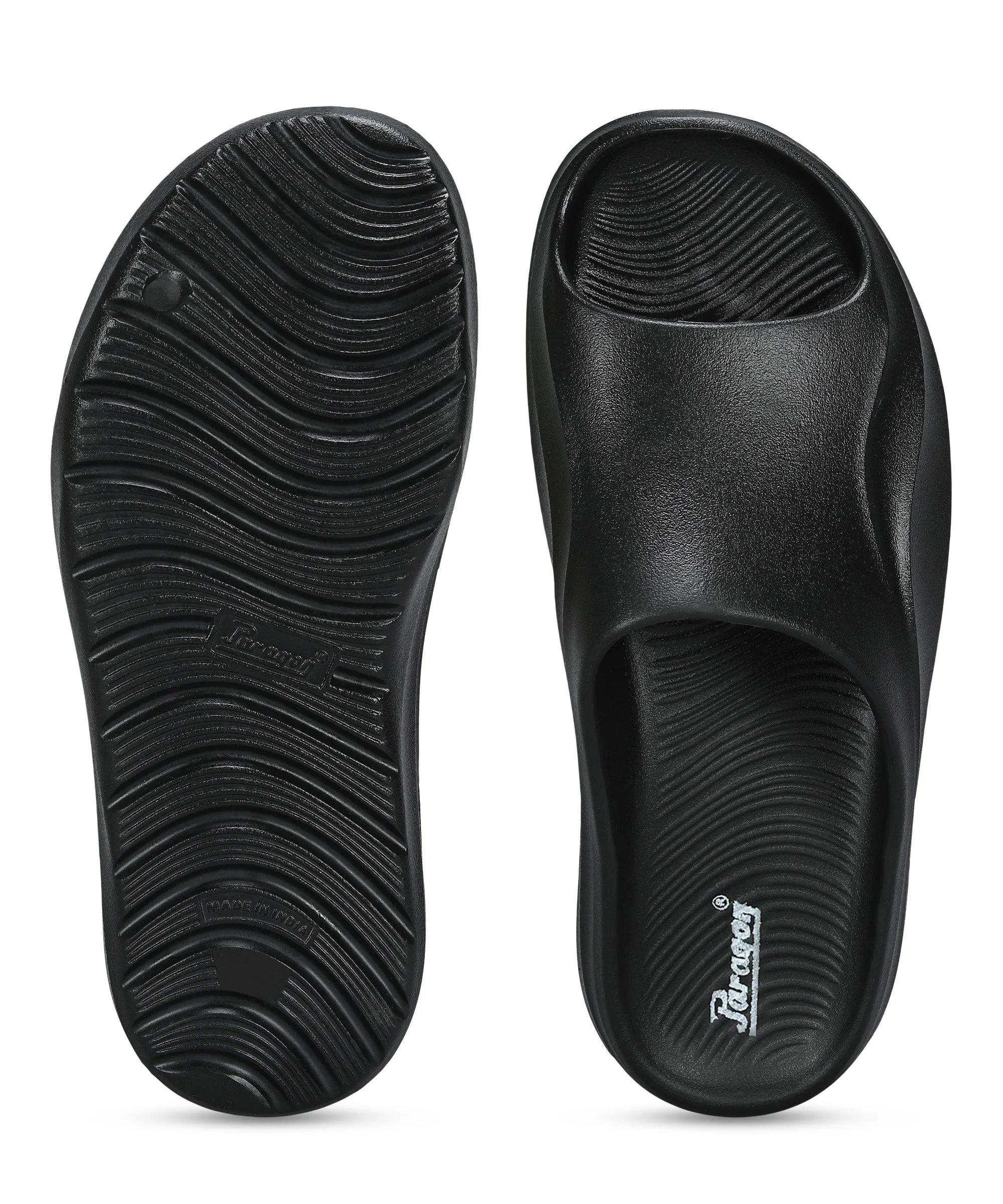 Paragon Men's Waterproof Black Sliders with Comfortable Sole
