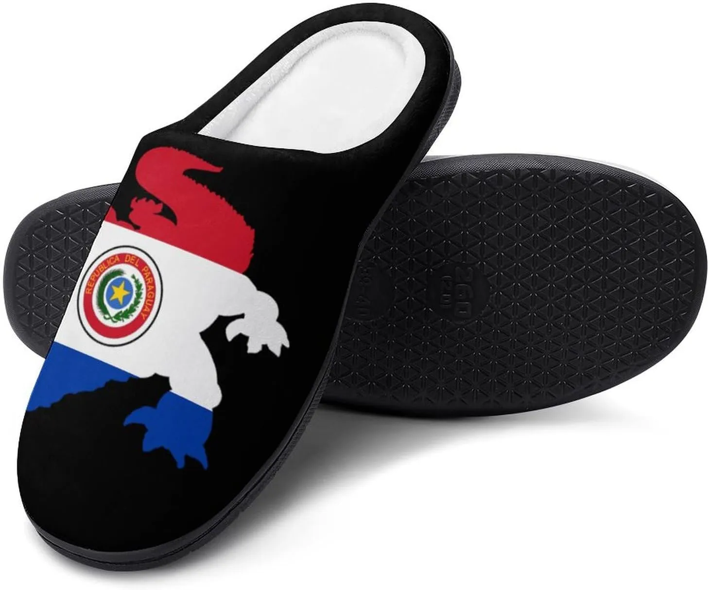 Paraguay Flag Crocodile Alligator Comfort Mens Cotton Slippers Winter Warm Slip-on House Shoes For Home Office Hotel