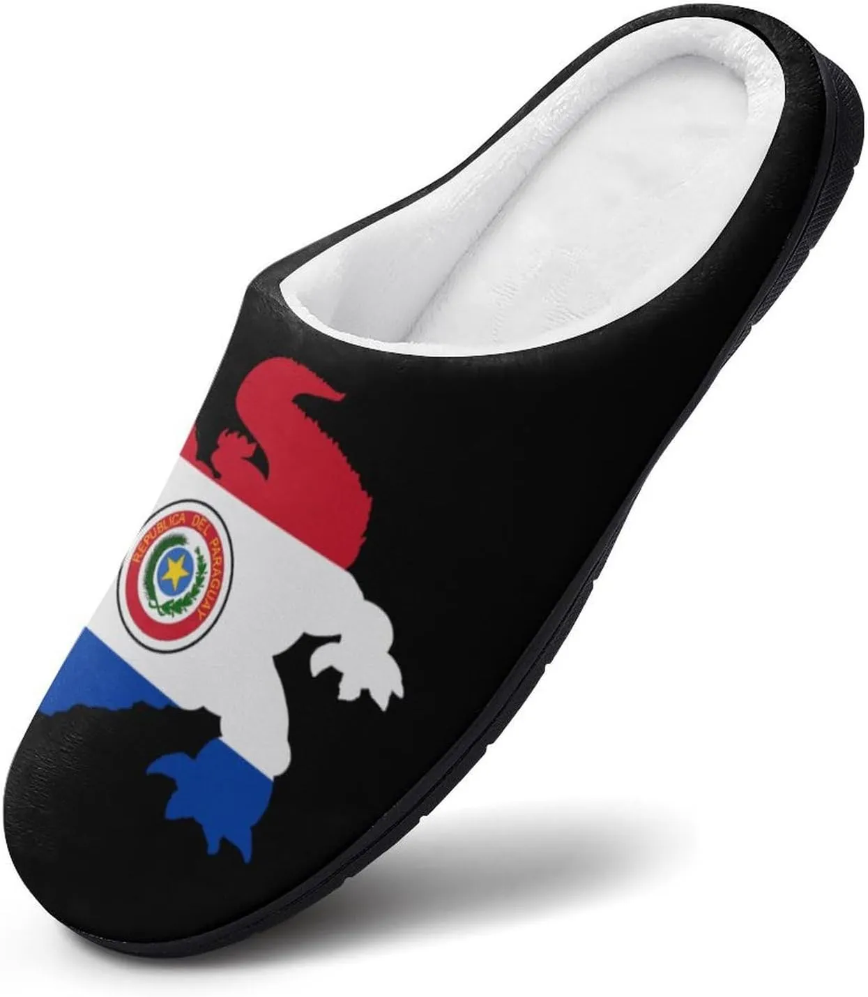 Paraguay Flag Crocodile Alligator Comfort Womens Cotton Slippers Winter Warm Slip-on House Shoes For Home Office Hotel