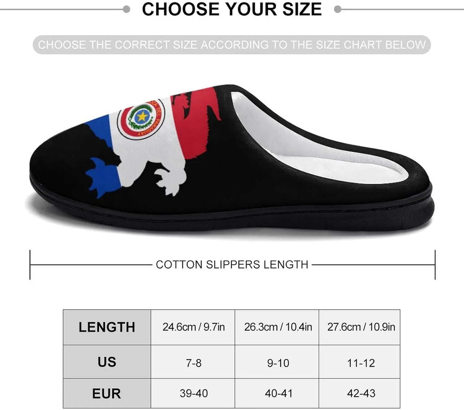 Paraguay Flag Crocodile Alligator Comfort Womens Cotton Slippers Winter Warm Slip-on House Shoes For Home Office Hotel