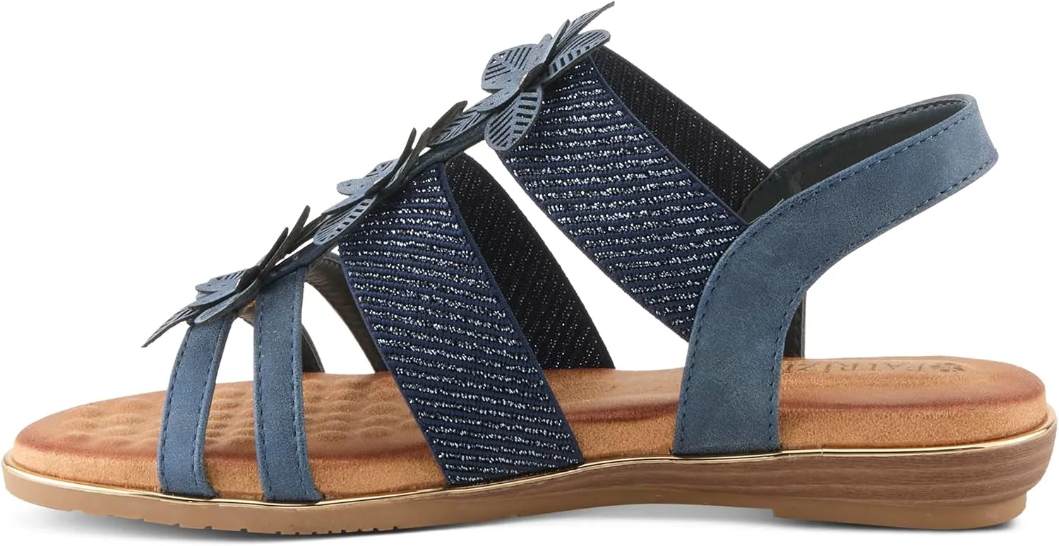 PATRIZIA Women's OMANA Slip-On Gladiator Sandals - Laser-Cut Floral Design, Padded Insole, Metallic Elastic Bands