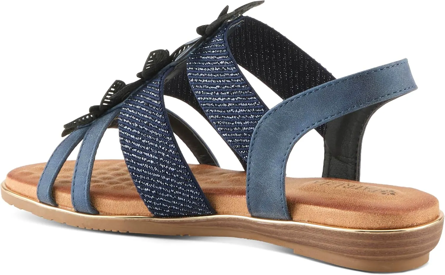 PATRIZIA Women's OMANA Slip-On Gladiator Sandals - Laser-Cut Floral Design, Padded Insole, Metallic Elastic Bands