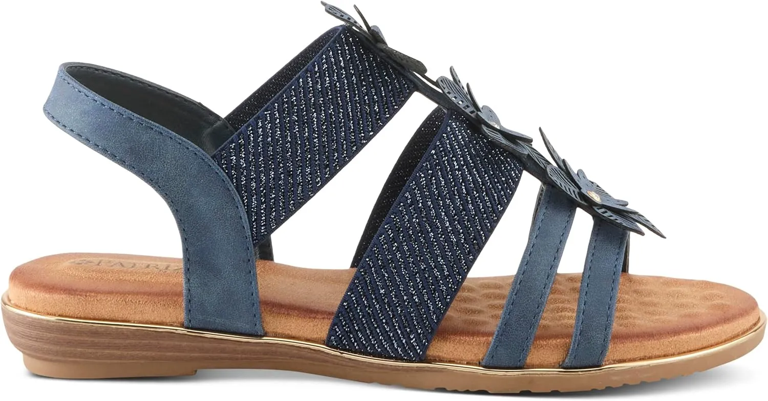 PATRIZIA Women's OMANA Slip-On Gladiator Sandals - Laser-Cut Floral Design, Padded Insole, Metallic Elastic Bands