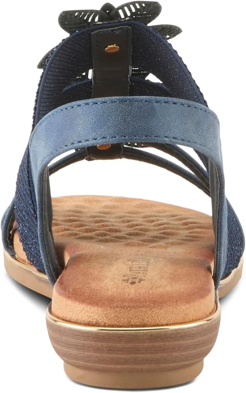 PATRIZIA Women's OMANA Slip-On Gladiator Sandals - Laser-Cut Floral Design, Padded Insole, Metallic Elastic Bands