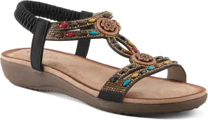 PATRIZIA Women's PONYO Slip-On Sandals - Beaded and Crystal Embellishments, Faux Suede Padded Footbed, Chic Summer Design