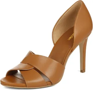 Pazzion Women Sexy Open Almond Toe High Heeled D'Orsay Pumps Slip On Stiletto Heel Two Pieces Sandals Versatile Party Evening Shoes Size 4-16 US