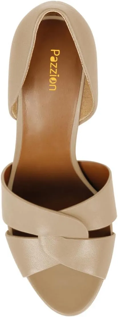 Pazzion Women Sexy Open Almond Toe High Heeled D'Orsay Pumps Slip On Stiletto Heel Two Pieces Sandals Versatile Party Evening Shoes Size 4-16 US
