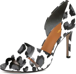 Pazzion Women Sexy Open Almond Toe High Heeled D'Orsay Pumps Slip On Stiletto Heel Two Pieces Sandals Versatile Party Evening Shoes Size 4-16 US