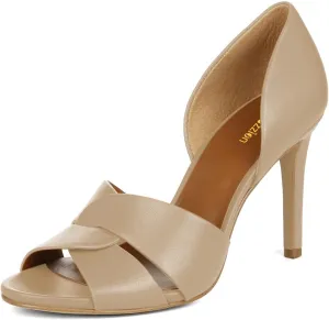 Pazzion Women Sexy Open Almond Toe High Heeled D'Orsay Pumps Slip On Stiletto Heel Two Pieces Sandals Versatile Party Evening Shoes Size 4-16 US