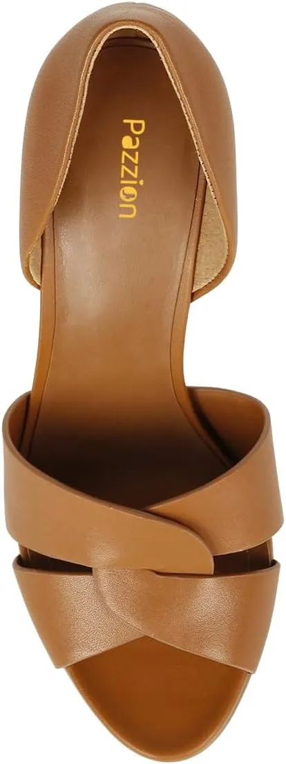Pazzion Women Sexy Open Almond Toe High Heeled D'Orsay Pumps Slip On Stiletto Heel Two Pieces Sandals Versatile Party Evening Shoes Size 4-16 US