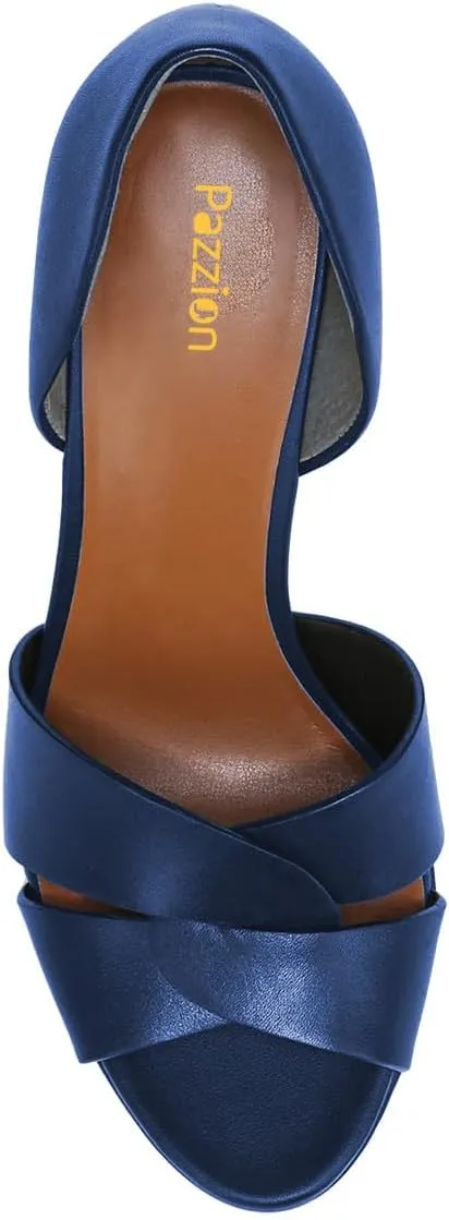 Pazzion Women Sexy Open Almond Toe High Heeled D'Orsay Pumps Slip On Stiletto Heel Two Pieces Sandals Versatile Party Evening Shoes Size 4-16 US